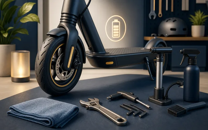 E-Scooter-Ratgeberkarte zu Wartung und Pflege